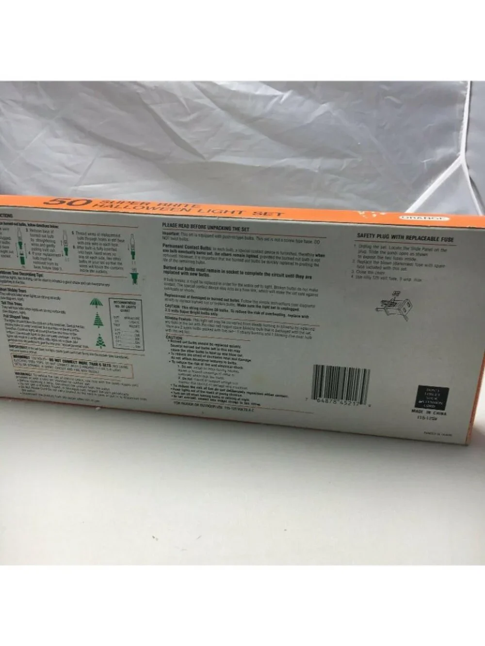 50 Super Brite Orange Halloween Light Set Indoor Outdoor Steady Or Flashing 24ft
